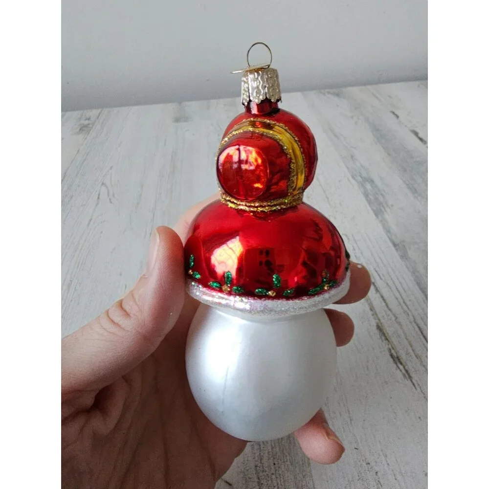 Old world OWC Mrs Claus‎ snowman glass present ornament Xmas tree
